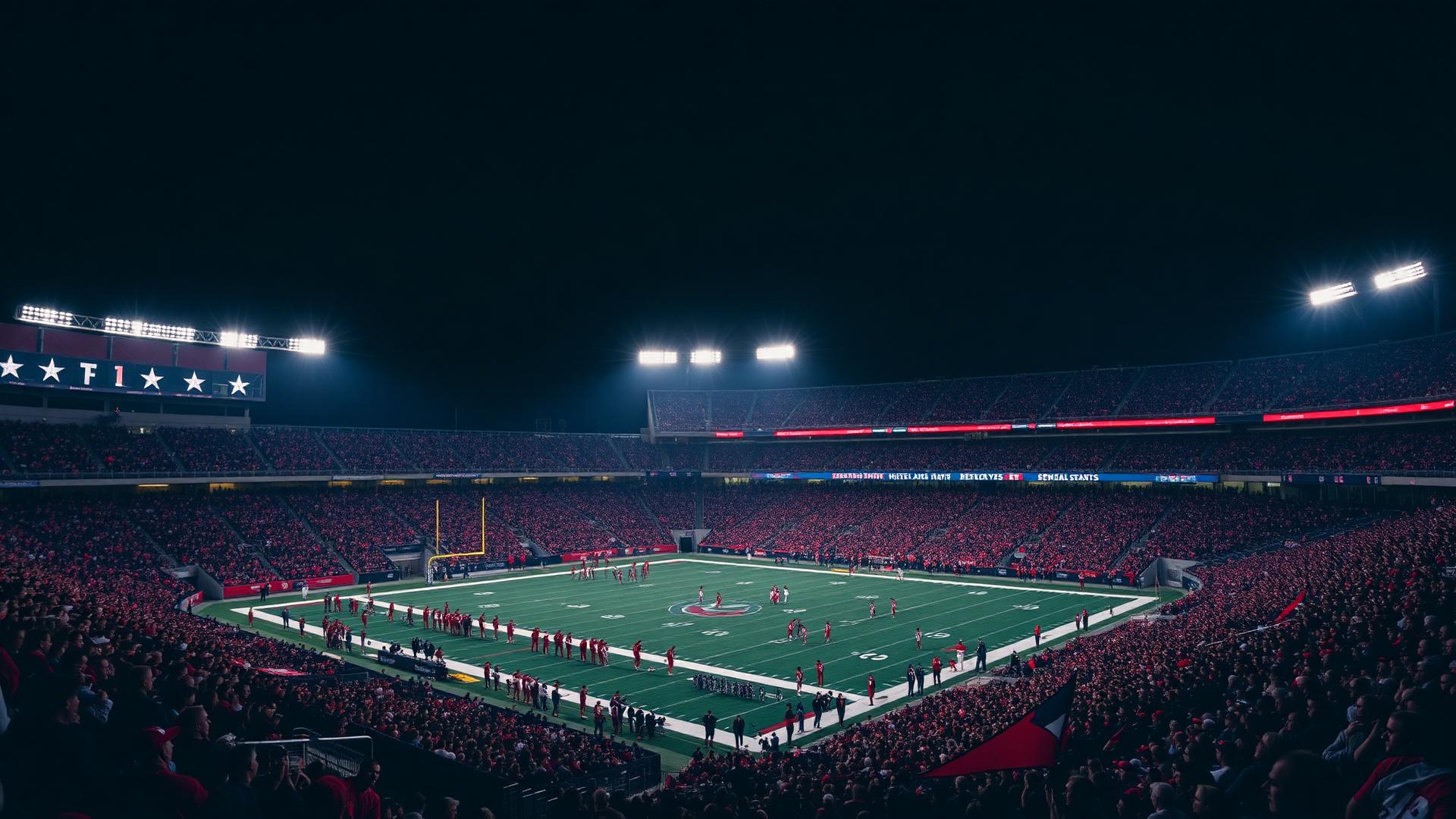 Texas football stadium at night
